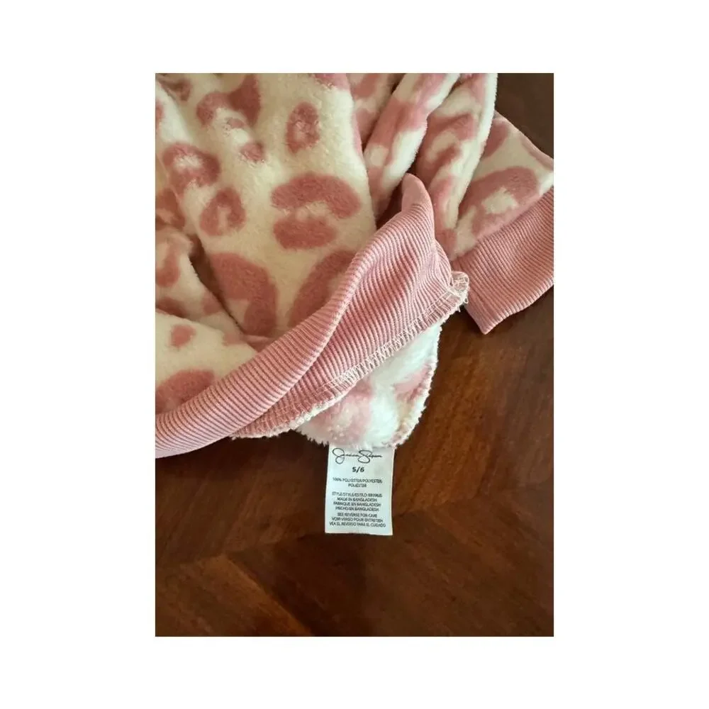 Jessica Simpson Girls Pullover Pink and White Leopard Print -Size 5/6